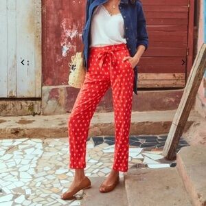 Sézane Eddy Red Ecru Trouser Pants sz FR 36 US 4